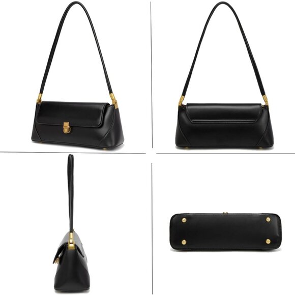 Vintage Small Black Shoulder Bag for Women Zipper Closure and Classic Design - Picture 7 of 7